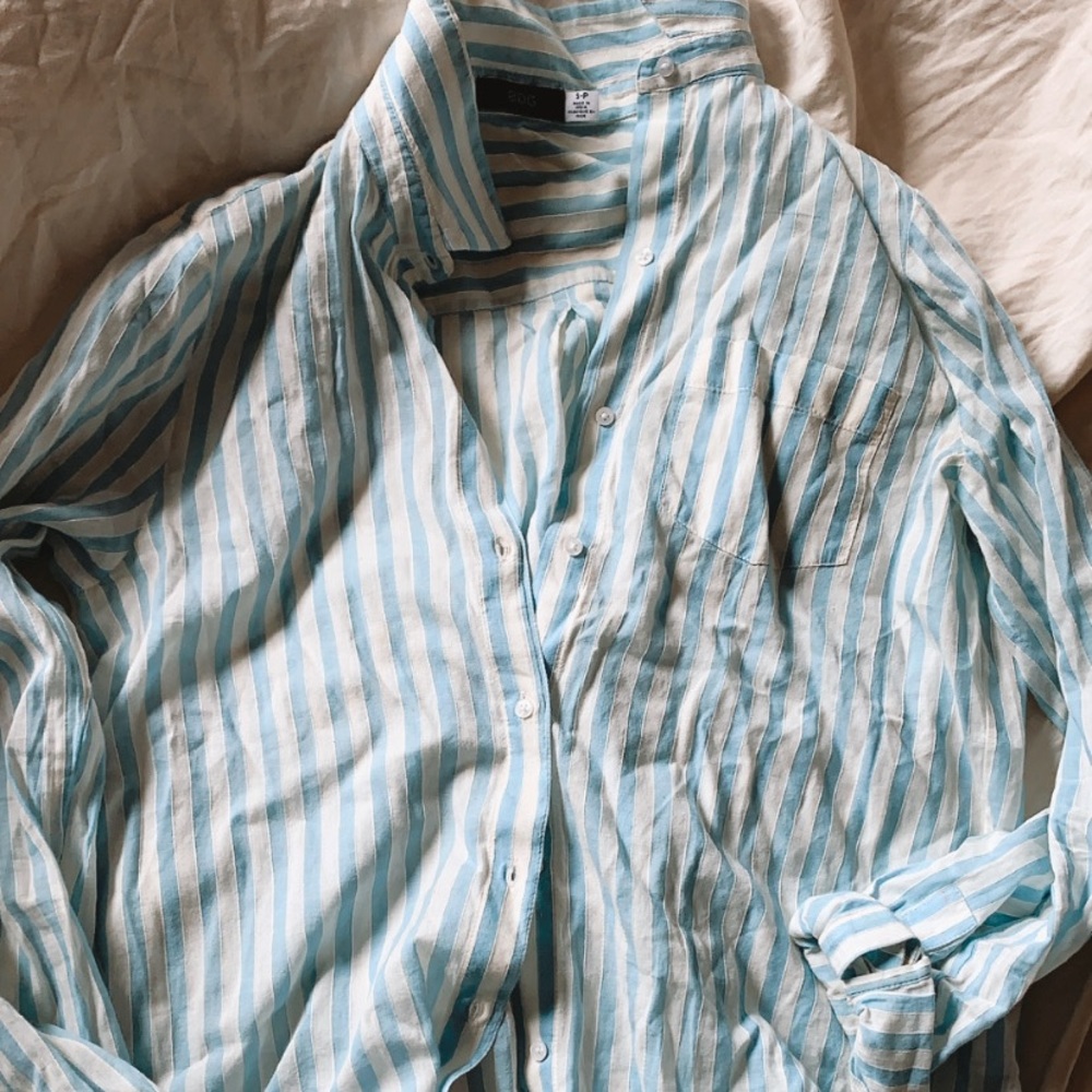 Blue striped button up